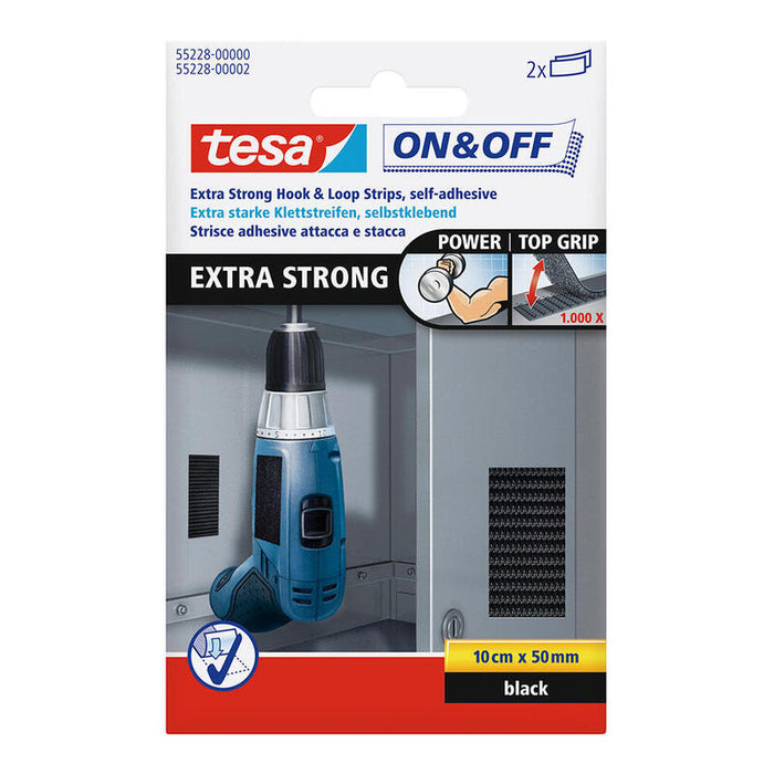 Pack De 2 Unidades - Tiras De Cierre Extrafuerte Negro 50 Mm X 10 Cm, 2 Pares