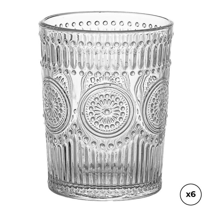 Pack De 2 Unidades - Vaso De Cristal Con Relieve 300 Ml, 6 Uds