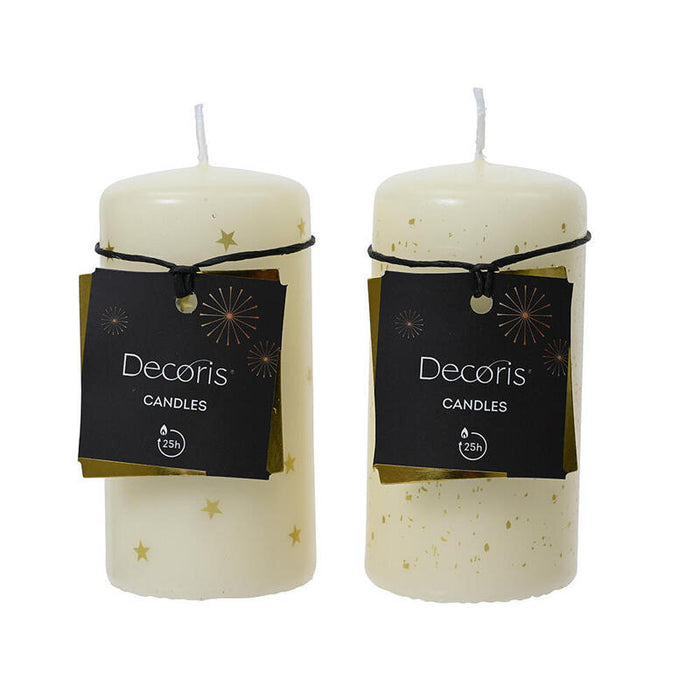 Pack De 2 Unidades - Vela De Cera Blanca, 2 Modelos, Ø5x10cm.
