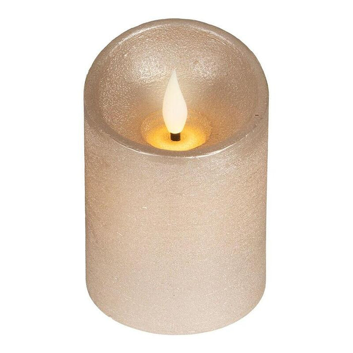 Pack De 2 Unidades - Vela De Cera Led, Con Parte Superior Curva, Color Dorado, Ø7,5 X 10,5 Cm