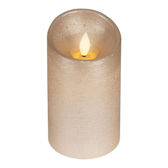 Pack De 2 Unidades - Vela De Cera Led, Con Parte Superior Curva, Color Dorado, Ø7,5 X 13,5 Cm