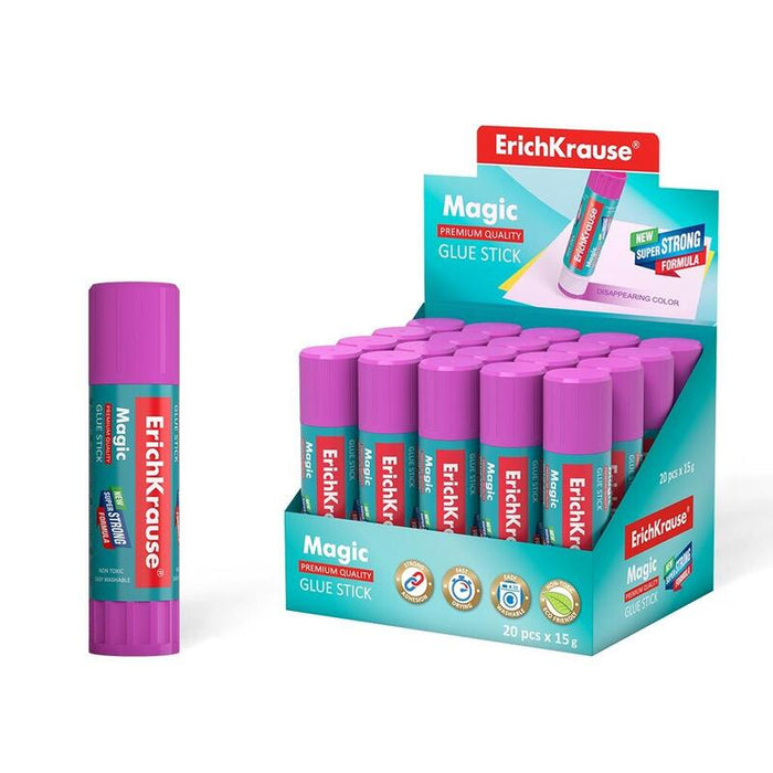 Pack De 20 Unidades Erichkrause Magic - Pegamento En Barra Super Fuerte - Adhesion Rapida Y Fiable - Color Gradualmente