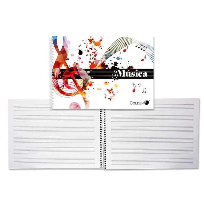 Pack De 20 Unidades Golden Cuaderno De Musica Con 20 Hojas - Interlineado De 3mm - Papel De 100gr
