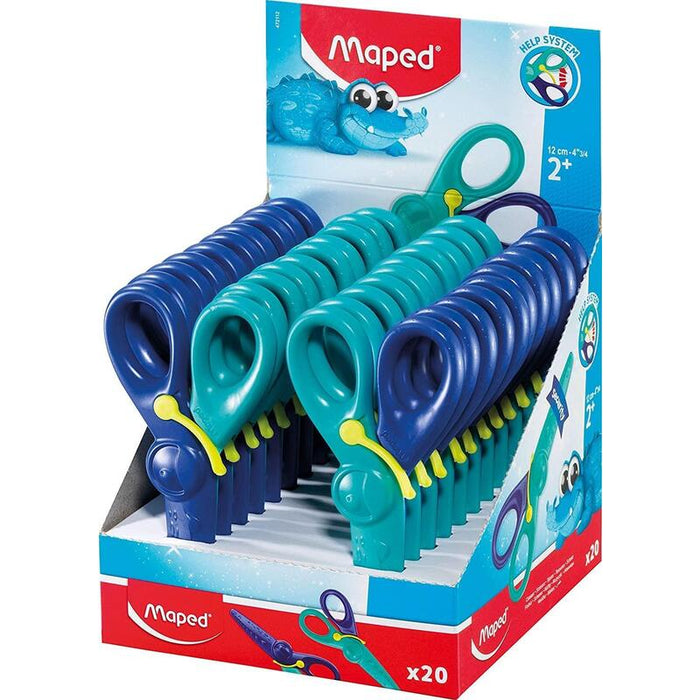 Pack De 20 Unidades Maped Tijeras Infantiles Kidipulse 12cm C/Resorte De Apertura Y Protección +2 Años Azul Bicolor