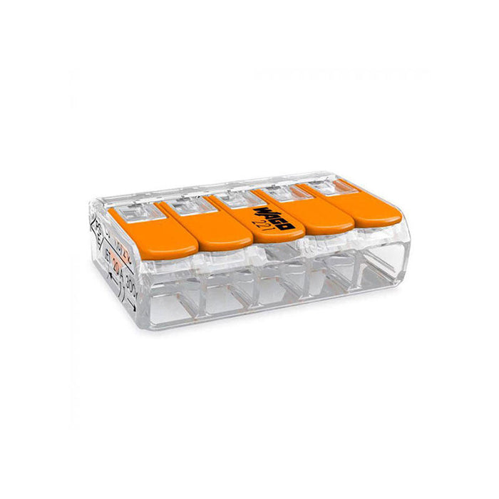 Pack De 25 Unidades - Conector Rápido Con Palanca 5 Vias, Ø Maximo 4 Mm², 450 V , 32 A; Transparente; 30 X 18,6 X 8,4 Mm