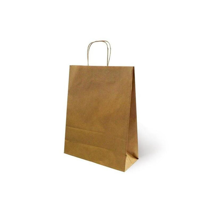 Pack De 25 Unidades Fama Bolsa De Asa Retorcida 125gr 26x10x35cm Papel Kraft
