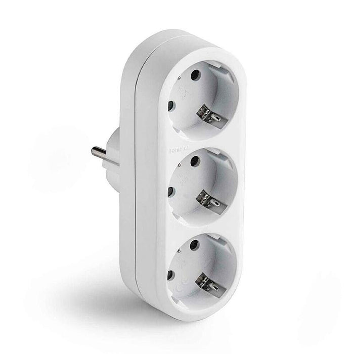 Pack De 3 Unidades - Adaptador Triple 2p+T 16a 250 V Con Entrada Frontal, Blanco