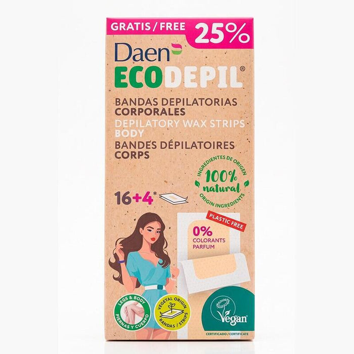 Pack De 3 Unidades - Bandas Depilatorias A La Cera Fría Ecodepil, Corporales, 16 + 4 Uds