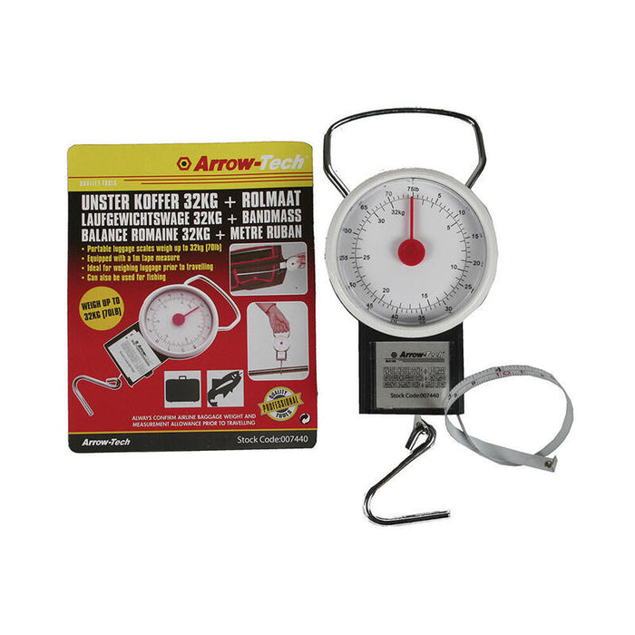 Pack De 3 Unidades - Bascula Clasica Analogica Con Gancho Y Cinta Metrica, Máximo 32 Kg