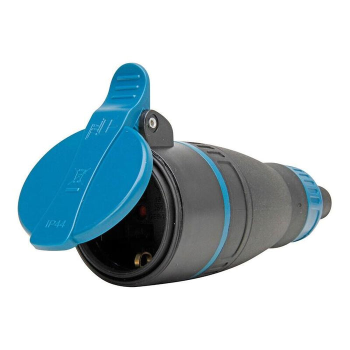 Pack De 3 Unidades - Base Móvil Bipolar Con T/T Y Tapa Azul 16a 250 V, Ip44, Negra, Máx. 3 X 1,5 Mm²