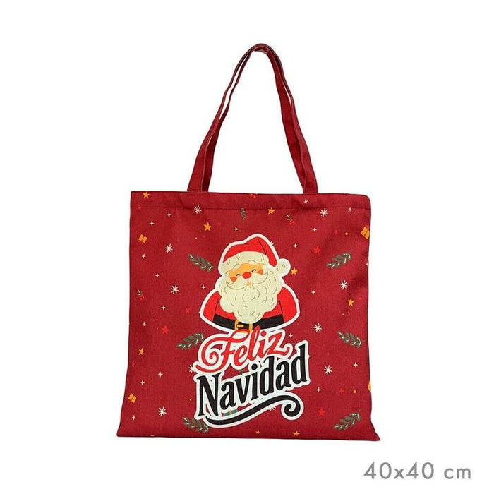 Pack De 3 Unidades - Bolsa De Tela Papa Noel 40 X 40 Cm