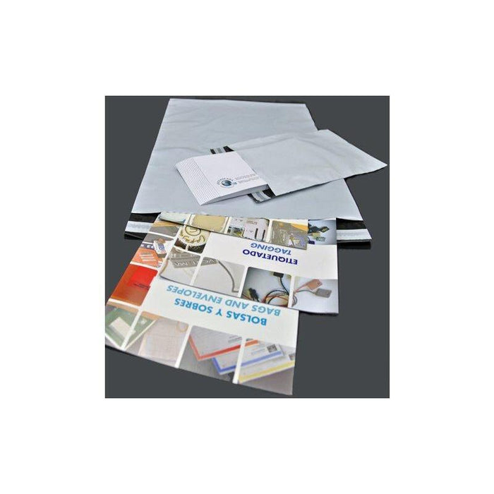 Pack De 3 Unidades Bolsas Mensajería Estándar Plástico Opaco 350x450x50 (Fuelle)+40 Solapa Blanco / Interior Negro -Pack De 100ud-