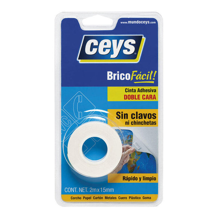 Pack De 3 Unidades - Cinta Adhesiva Doble Cara Bricofácil 15 Mm X 2 M