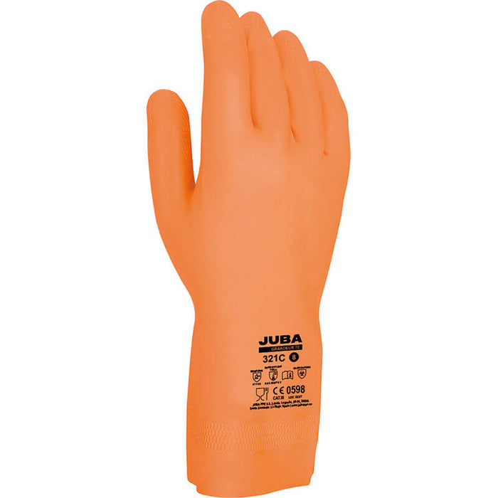 Pack De 3 Unidades - Guante Látex / Neopreno, Flocado Interior Algodón, Naranja, T-07