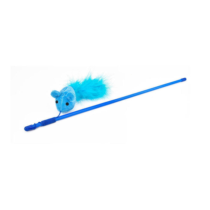 Pack De 3 Unidades - Juguete Para Gatos Vara Con Raton Y Pluma 48cm Nayeco