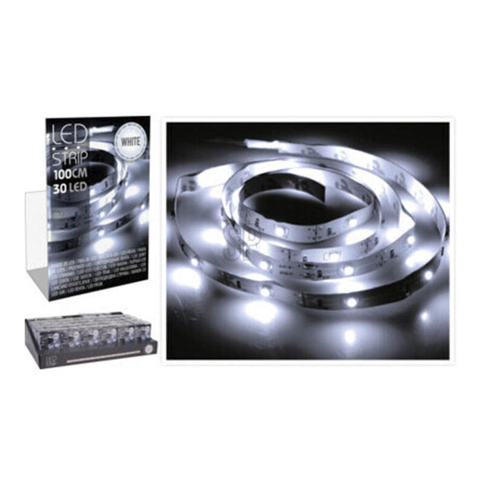 Pack De 3 Unidades - Tira De Led 1m 30 Leds A Pilas Blanco Frio