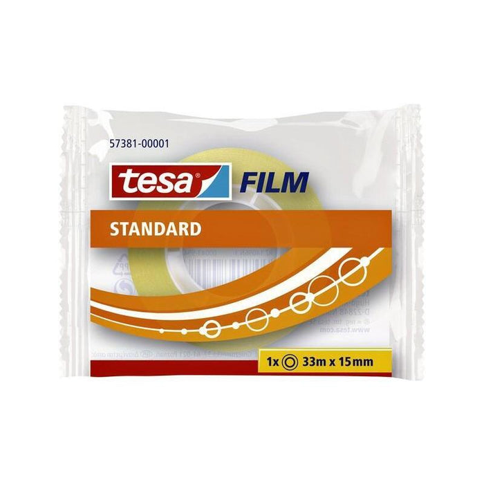 Pack De 30 Unidades Tesa Film Cinta Adhesiva Transparente Standard Rollo 15mm X 33m En Bolsita