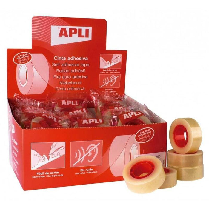 Pack De 35 Unidades Apli Cinta Adhesiva Transparente Rollo 19mm X 33m