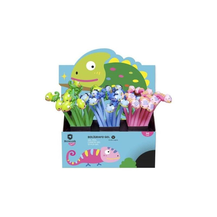 Pack De 36 Unidades Bismark Animals Camaleon Boligrafo Tacto Soft Con Divertidos Camaleones - Punta Fina - Tinta Gel