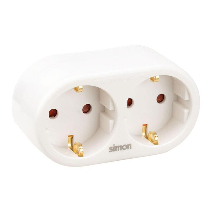 Pack De 4 Unidades - Adaptador Doble Frontal Schuko 2p+T 16a 250v~, Blanco