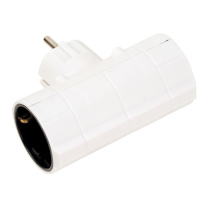 Pack De 4 Unidades - Adaptador Doble Lateral Schuko 2p+T 16a 250v~, Blanco