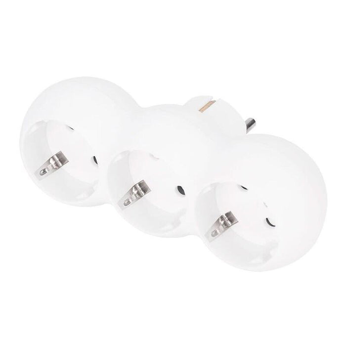 Pack De 4 Unidades - Adaptador Triple Frontal Schuko 2p+T 16a 250v~, Blanco