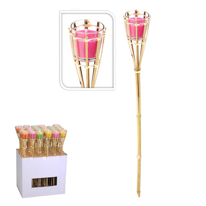 Pack De 4 Unidades - Antorcha De Jardín Con Vela De Citronela Colores Surtidos Ø7,5 X 76 Cm
