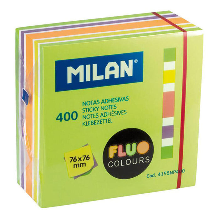 Pack De 4 Unidades - Bloc 400 Notas Adhesivas Colores Fluor 76 X 76 Mm