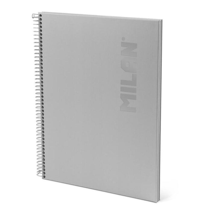 Pack De 4 Unidades - Cuaderno A4, Con Espiral, Tapa Dura, 80 Hojas Cuadriculadas, Serie Shadow, Gris