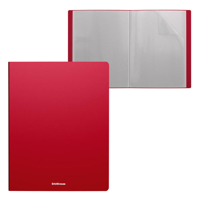 Pack De 4 Unidades Erichkrause Carpetas Con Fundas Matt Classic - 10 Fundas - Tamaño A4 - Color Rojo
