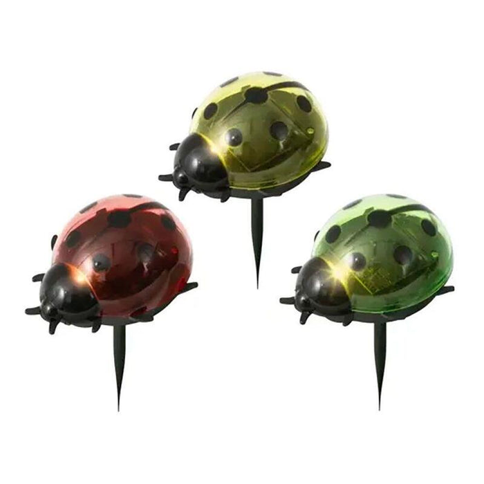 Pack De 4 Unidades - Estaca Solar En Forma De Mariquita, Colores Surtidos, Ø8 X 6 X 14 Cm