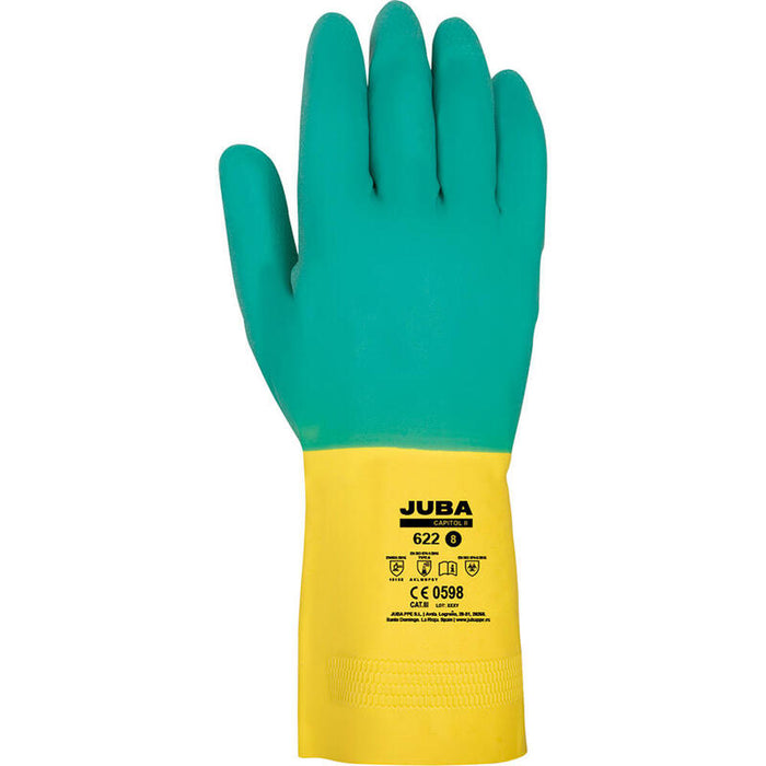Pack De 4 Unidades - Guante De Trabajo Bicolor Latex Talla 7 Juba