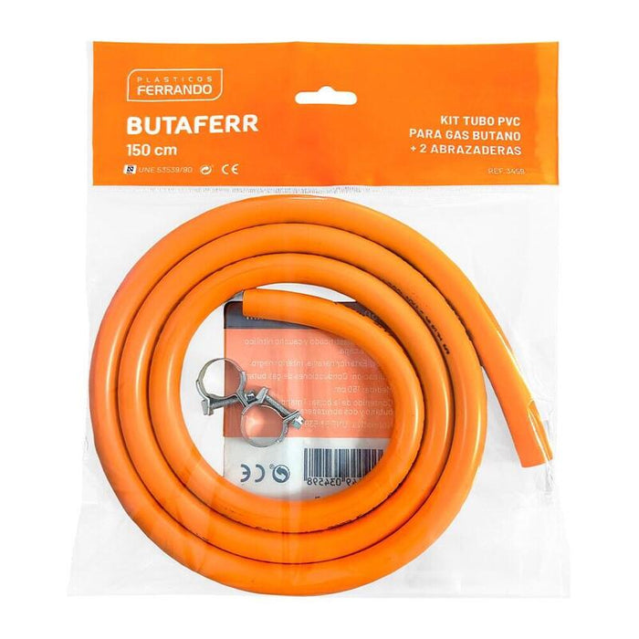 Pack De 4 Unidades - Kit Tubo Pvc Para Gas Butano 1,5 M Y 2 Abrazaderas
