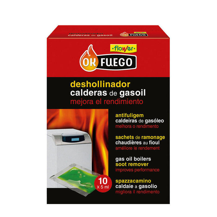 Pack De 4 Unidades - Okfuego Deshollinador Líquido Para Estufas De Gasoil; 10 Uds X 5 Ml