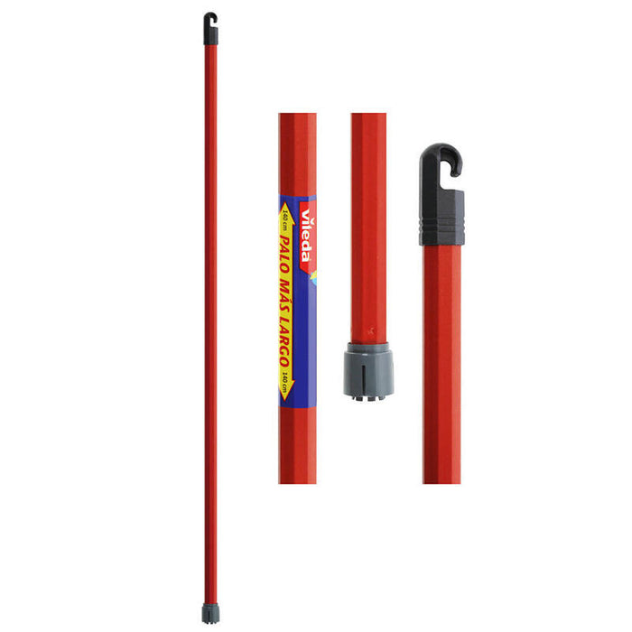 Pack De 4 Unidades - Palo Para Fregona Con Enganche Monoclick Rojo 140 Cm
