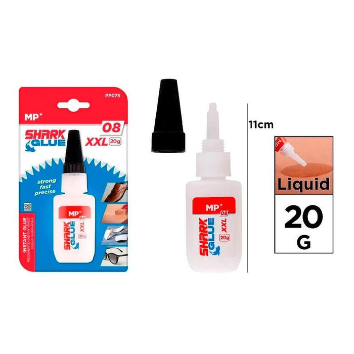 Pack De 4 Unidades - Pegamento Cianocrilato Instantáneo Shark Glue 08 Xxl, 20 G, Blister