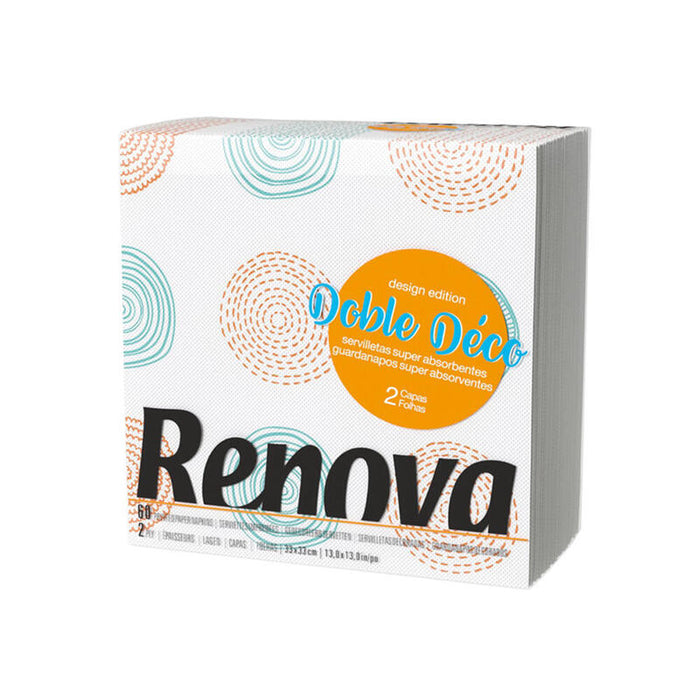 Pack De 4 Unidades - Servilletas De Papel Renova Doble Deco 60 Unid. 33x33cm