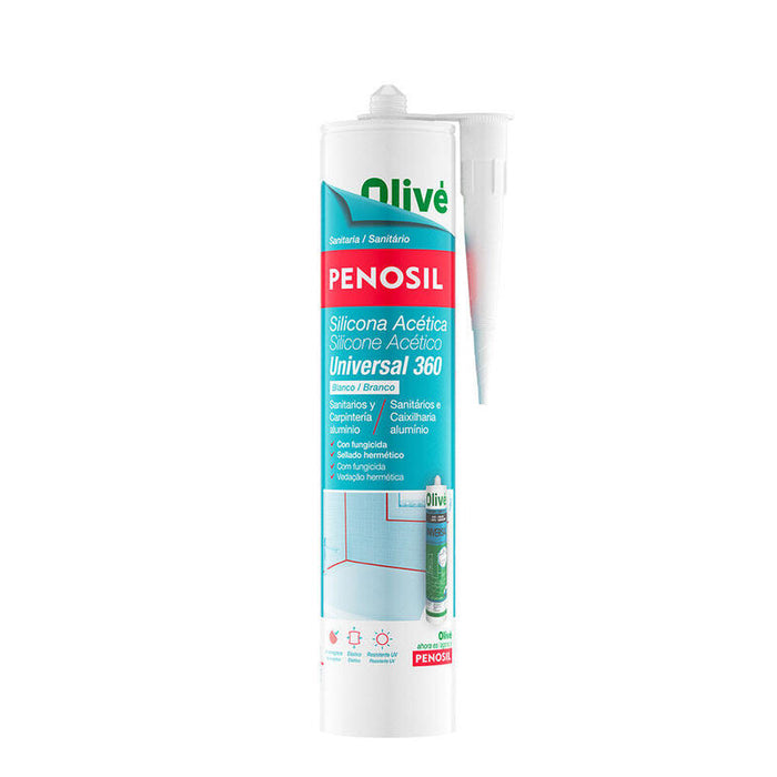 Pack De 4 Unidades - Silicona Acética Sanitaria Universal 360 Blanca 280 Ml