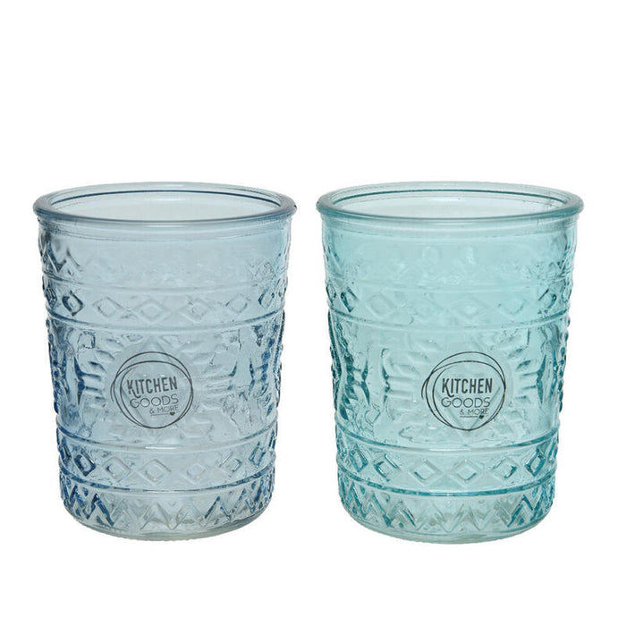 Pack De 4 Unidades - Vaso De Cristal Con Relieve Ø8,3 X 10,3 Cm 350 Ml Colores Surtidos