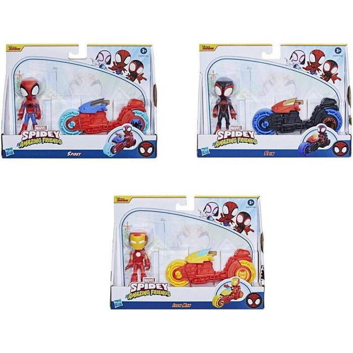 Pack De 4 Unidades - Vehiculo + Figura Spidey Marvel 10cm Surtido