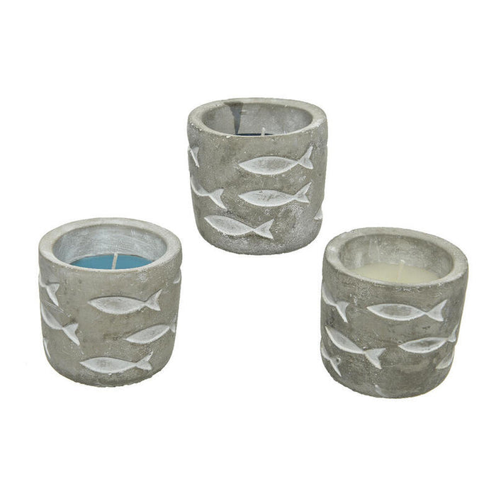 Pack De 4 Unidades - Vela Citronela Con Recipiente De Cemento 70g Ø7x7,5cm Colores Surtidos