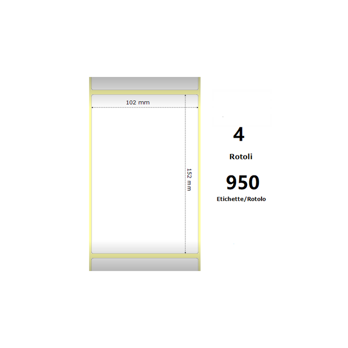 Pack De 4 Unidades White 102x152mm 950 Et/Rotolo Z-2000d 4x6x3 Core 4 Rolls