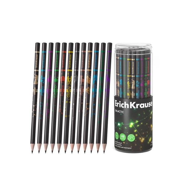 Pack De 48 Unidades Erichkrause Galactic Lapiz De Grafito - Mina Hb - Cuerpo Redondo - Faciles De Difuminar - Colores