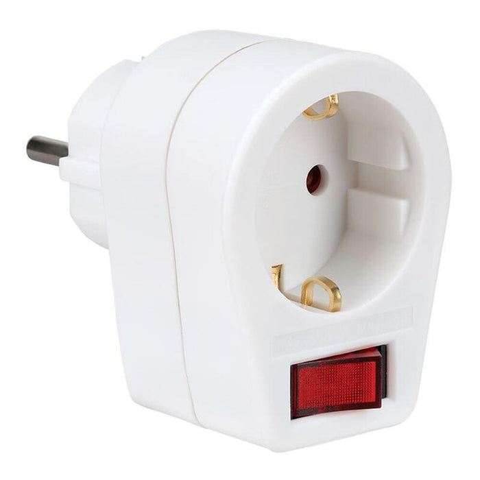 Pack De 5 Unidades - Adaptador Schuko 2p+T 16a 250v~, Con Interruptor, Blanco