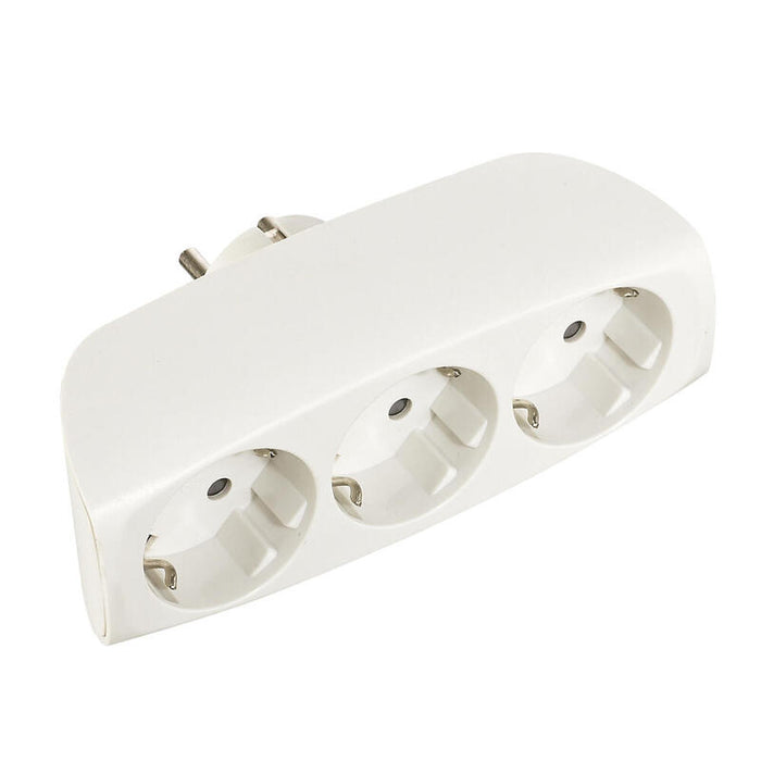 Pack De 5 Unidades - Adaptador Triple 2p+T, 16a 250v~ Entrada Frontal, Blanco (Retractilado)