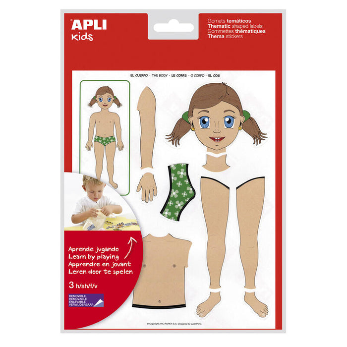 Pack De 5 Unidades Apli Gomets Tematicos El Cuerpo - 156 Gomets - Desarrollados Con Educadores - Ayudan A Identificar Partes Del Cuerpo - Desarrolla Habilidades Motoras - Adhesivo Removible - Adhesivo Base Agua - Libre De Disolventes - Colo