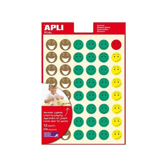 Pack De 5 Unidades Apli Gomets Temáticos En Bolsa Cara Feliz 3 Hojas