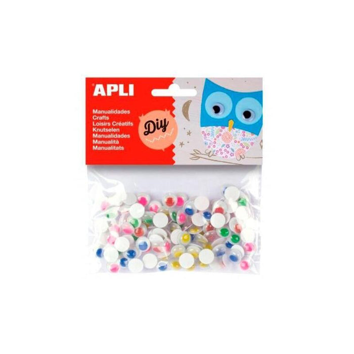 Pack De 5 Unidades Apli Ojos Móviles Pupila Color Redondos Adhesivos Surtido Bolsa -100u-