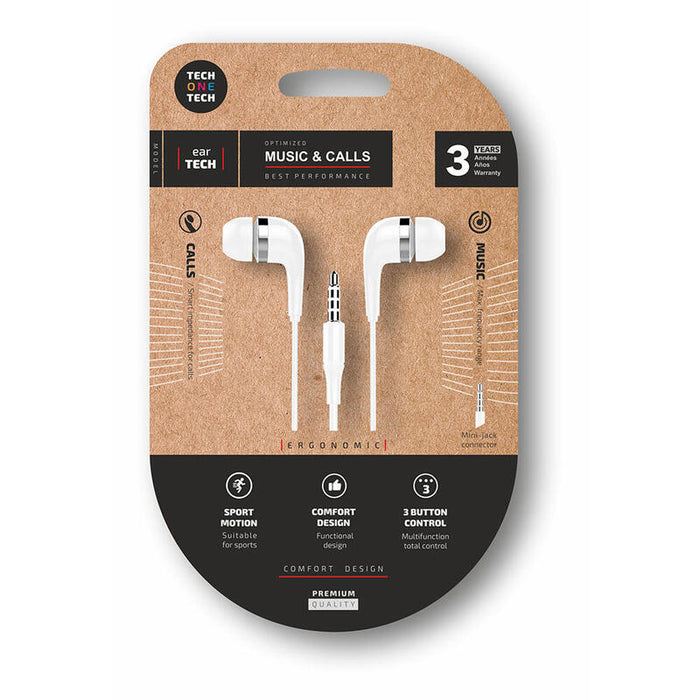 Pack De 5 Unidades - Auriculares Eartech Con Conector Mini-Jack Blancos