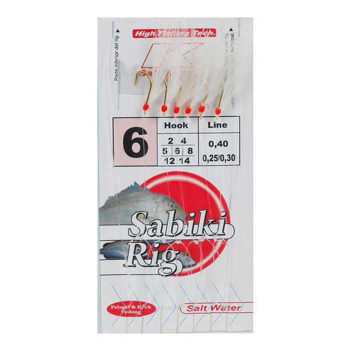 Pack De 5 Unidades - Bajo De 6 Anzuelos Montados Con Pluma, Tinsel Y Torniquete